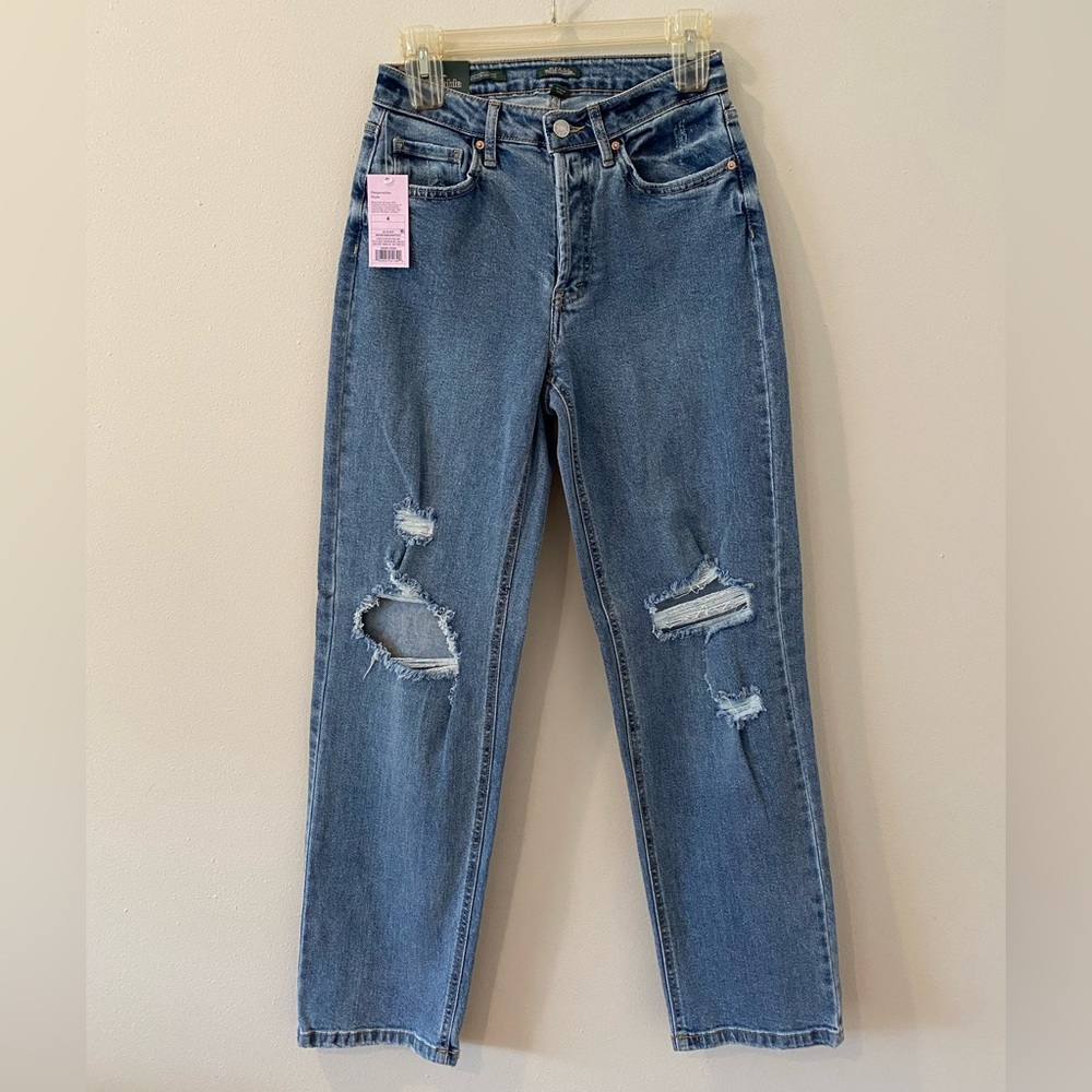 New Target Wild Fable Straight Jeans Size 4 Super High Rise Medium Wash Cotton